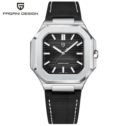 PAGANI DESIGN New V2 Orologio da uomo quadrato al quarzo, marchio di lusso premium, sportivo, impermeabile, in zaffiro e acciaio inossidabile