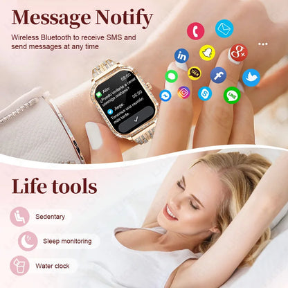 LIGE New Luxury Smart Watch Heart Rate Monitor Fashion Ladies Bracelet 2024 Bluetooth Call Smartwatch Womoen For Android IOS