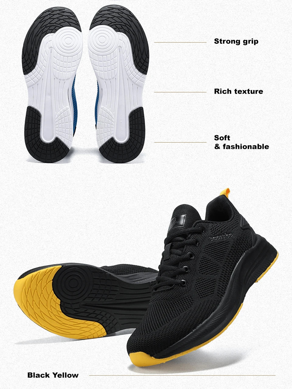 Baasploa Men Running Shoes Brand Male Designer Mesh Casual Sneakers Lightweight Lace-Up New Male Outdoor Sports Tennis Shoe