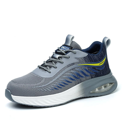 Chaussures de sécurité à coussin d'air pour hommes, anti-écrasement, anti-crevaison, bottes de sécurité indestructibles à boucle, baskets de travail Parker en acier