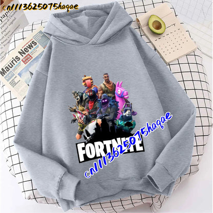Детски суитшърт с качулка FORTNITED с дълъг ръкав за момичета и момчета, streetwear стил, аниме мода, горнище за деца и бебета, подарък