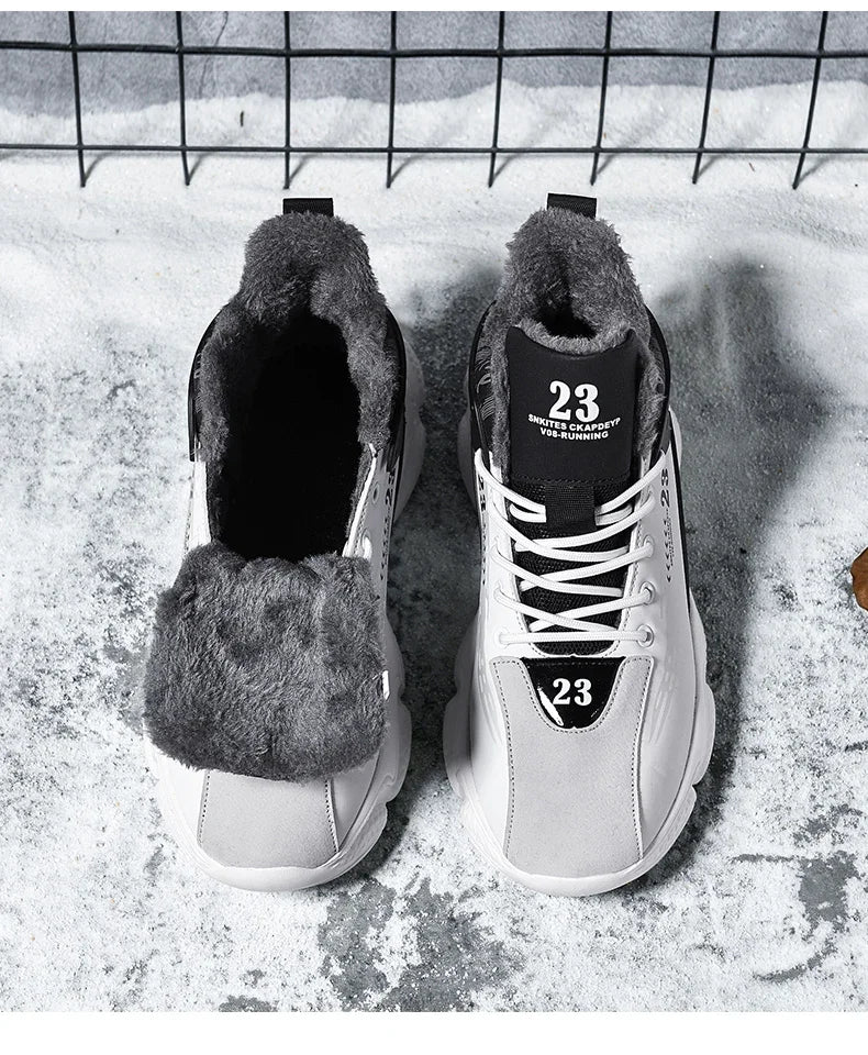 Baskets en peluche coordonnantes imperméables pour hommes, chaussures de tennis pour hommes, pantoufles chaudes, bottes d'hiver, nouveau, 2024