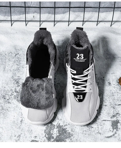 Baskets en peluche coordonnantes imperméables pour hommes, chaussures de tennis pour hommes, pantoufles chaudes, bottes d'hiver, nouveau, 2024