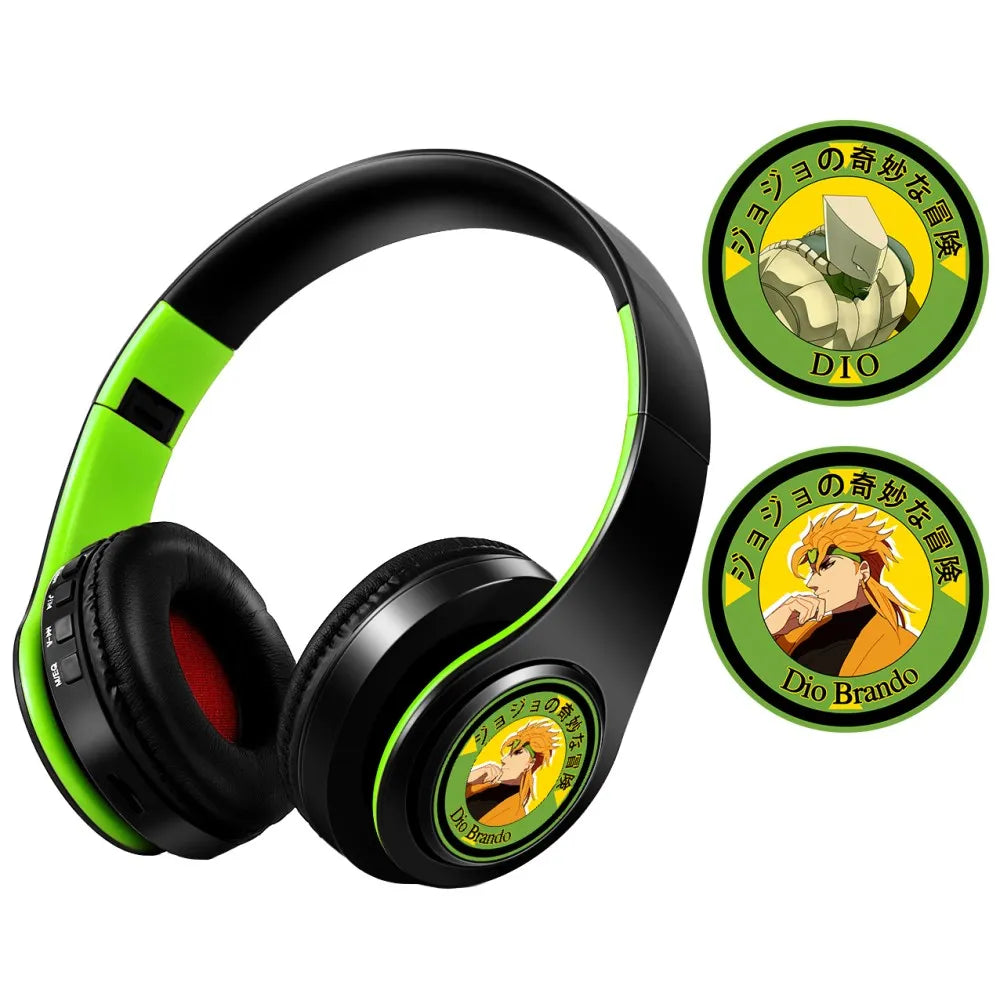 Demon Slayer Kamado Tanjirou Anime Bluetooth Headphones – Wireless Gaming Headset with Mic, TF Card Support, Deep Bass Anime Earphones V5.0