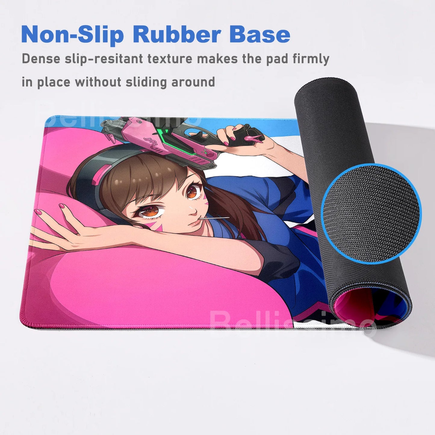 Accesorios Gaming O-Overwatch D-D.va Alfombrilla de Ratón Grande, Alfombrilla para Teclado y Ratón PC, Deskmat XXL Extendida, Alfombrilla Gamer