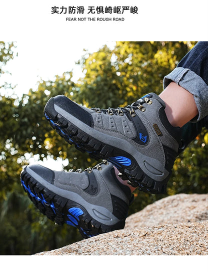Outdoor Waterproof Hiking Boots Men's Women's Spring And Autumn Hiking Wear-resistant Mountain Sports Boots Hunting Sports Shoes