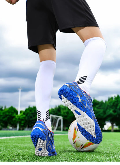 Chaussures de football à crampons longs et basses, chaussures de sport respirantes et antidérapantes pour hommes, chaussures de sport résistantes à l'usure pour l'entraînement sur gazon naturel
