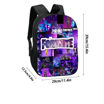 Fortnite Cartoon 3pcs Backpack Set for Boys Girls Unisex Including School Bag Lunch Bag Pencil Case Suitable for ages 5-8