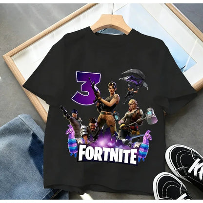 Fortnites dječje majice s brojem za rođendane za djevojčice i dječake, ljetna odjeća, pamučne majice za bebe, kratke majice za zabave, kratkih rukava, poklon za malu djecu
