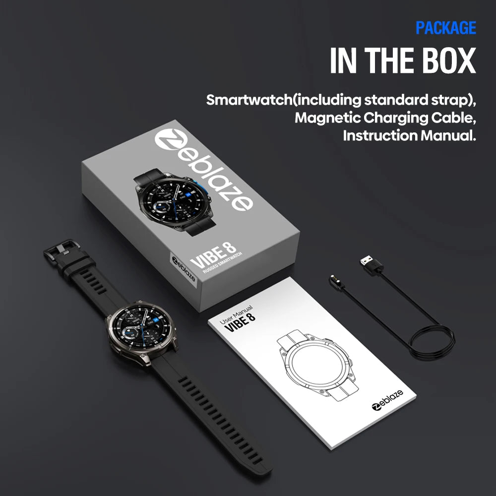 New Zeblaze VIBE 8 AMOLED Display Built-in Flashlight Smartwatch Sapphire Lens Make/Receive Calls HR/BP Monitoring Smart Watch