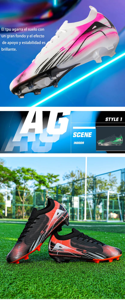 New Men Football Boots FG Non-Slip Long Spikes Soccer Shoes Training Shoes Soccer Cleats Ultralight Outdoor Drop Shipping