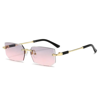 Fashion Rimless Rectangle Sunglasses Popular Women Men Shades Small Square Sun Glasses For Female Male Summer Traveling