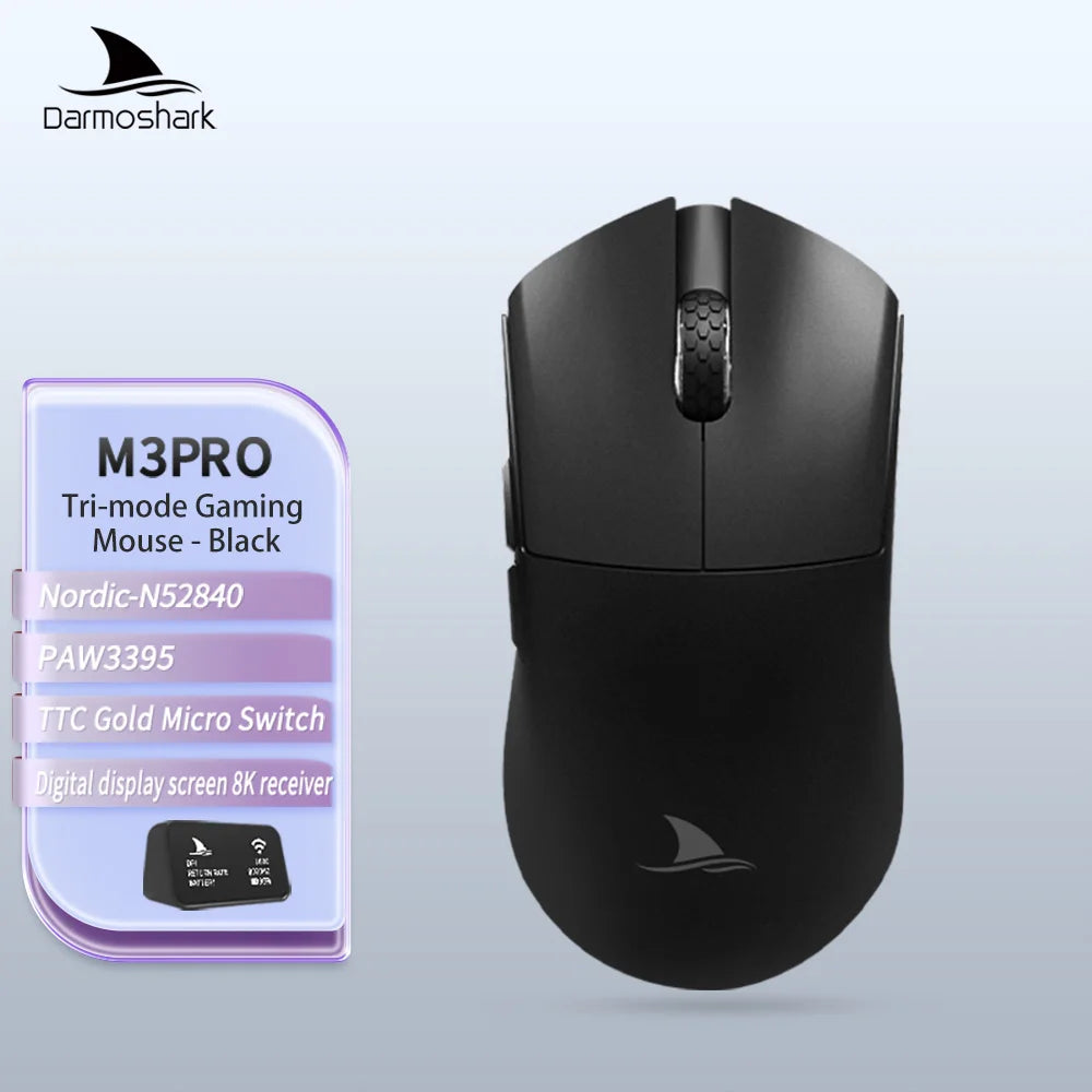 Darmoshark M3Pro -pelihiiri 2.4G BT Wireless Tri-Mode PAW3395 -sensorilla N52840 26000DPI, isokätinen makroajurihiiri pelaamiseen