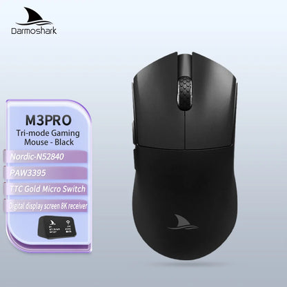 Darmoshark M3Pro -pelihiiri 2.4G BT Wireless Tri-Mode PAW3395 -sensorilla N52840 26000DPI, isokätinen makroajurihiiri pelaamiseen
