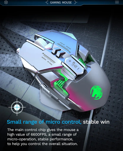 Mouse meccanico cablato RGB 6400 DPI con attrazione magnetica e contrappeso DIY per PC gaming e eSport