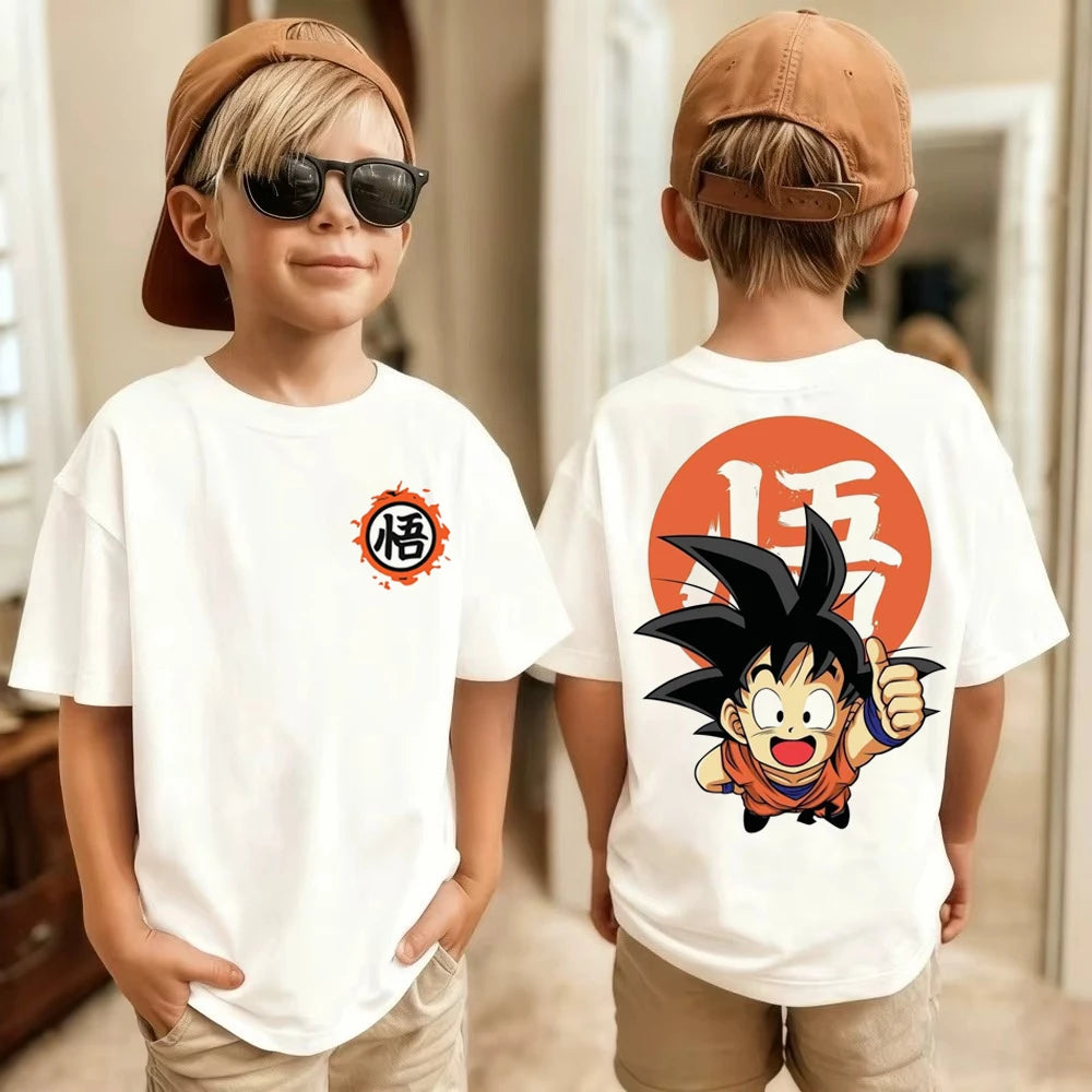 Anime Dragon Ball Cosplay T-Shirt Cotton Short Sleeve Tops Casual Loose Retro T-Shirt Men Women Family Matching Summer Outfits