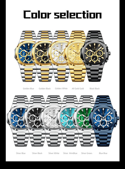 POEDAGAR Top Luxury Man Watch Waterproof Stainless Steel Luminous Men Clock Date Chronograph Quartz Business Men's Watches Reloj