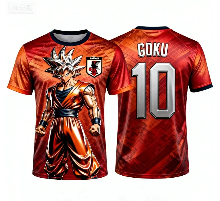 Лятна нова мъжка тениска с 3D печат „Dragon Ball Goku“ за възрастни, детска аниме тениска, специална футболна фланелка № 10