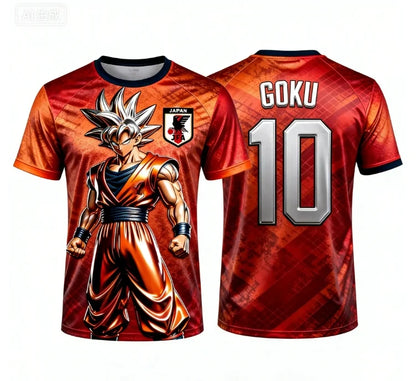 Лятна нова мъжка тениска с 3D печат „Dragon Ball Goku“ за възрастни, детска аниме тениска, специална футболна фланелка № 10