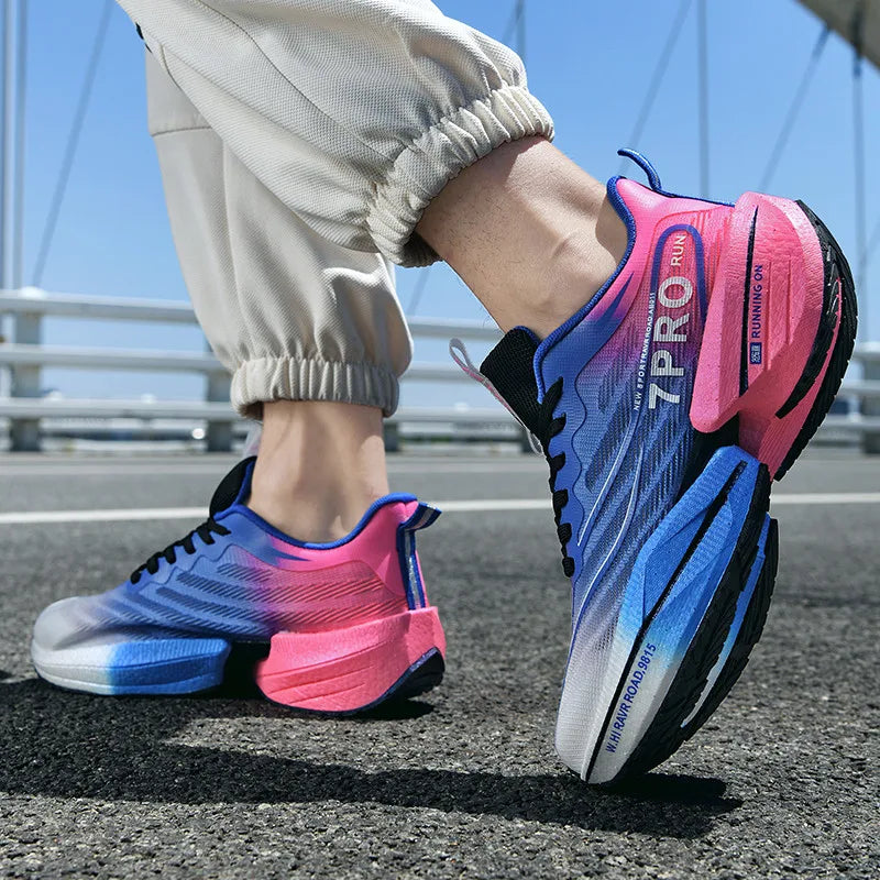 Herren-Sneaker mit Carbon-Platte, Outdoor-Sportschuhe mit weicher Sohle und Mesh-Obermaterial, Laufschuhe, leichte, rutschfeste Freizeitschuhe für Paare, Tennisschuhe