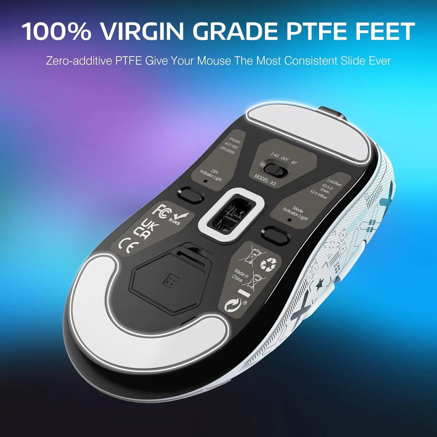 ATTACK SHARK X3 Lightweight Wireless Gaming Mouse, 49g Tri-Mode,PAW3395 26K DPI Sensor, 200h Battery Life,5 Programmable Buttons