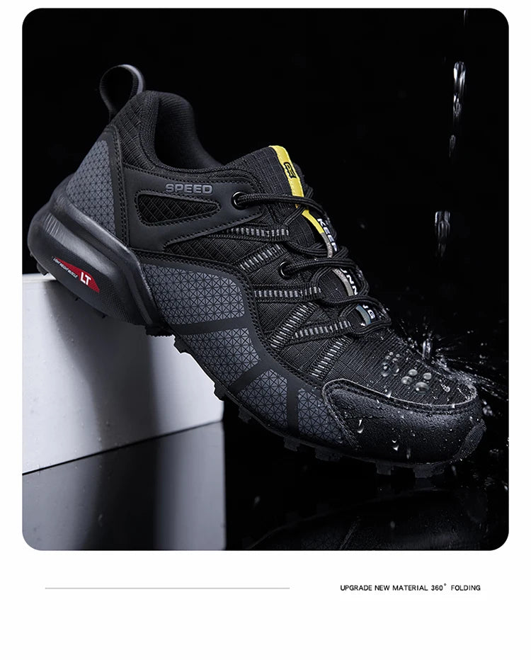 Męskie buty trekkingowe — terenowe buty sportowe outdoor, oddychająca siateczka, antypoślizgowe i odporne na zużycie, do wędrówek i jazdy na rowerze na zewnątrz