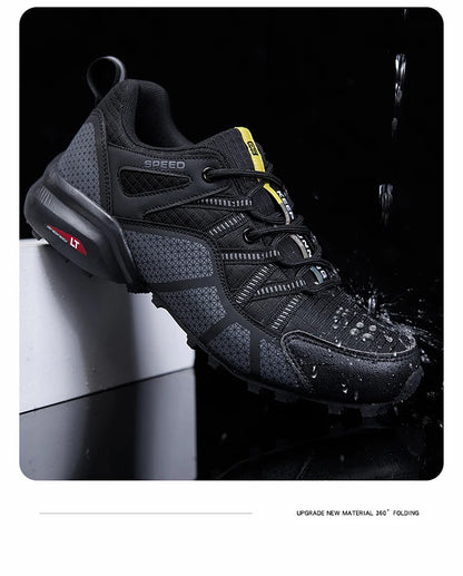 Męskie buty trekkingowe — terenowe buty sportowe outdoor, oddychająca siateczka, antypoślizgowe i odporne na zużycie, do wędrówek i jazdy na rowerze na zewnątrz