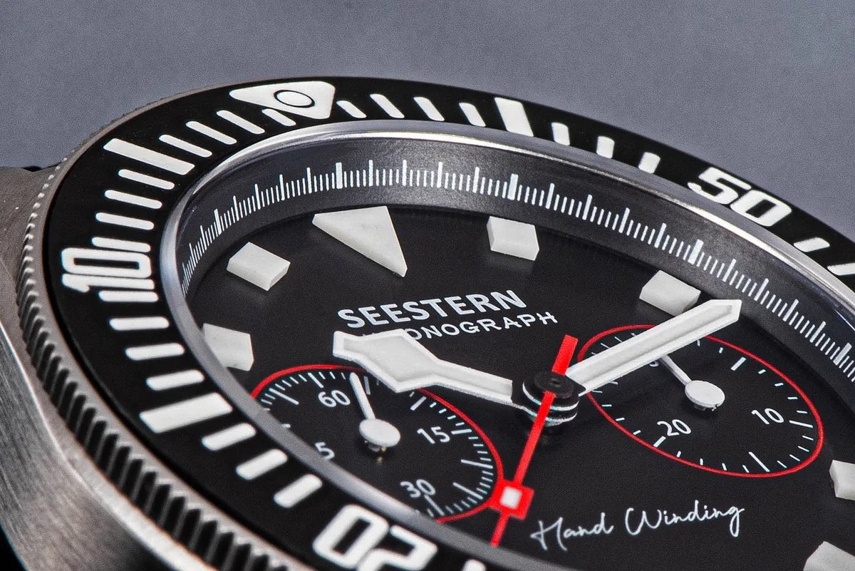 SEESTERN cronógrafo para hombre, reloj mecánico con movimiento Tianjin ST1901, cristal de zafiro, correa de nailon con velcro, esqueleto luminoso