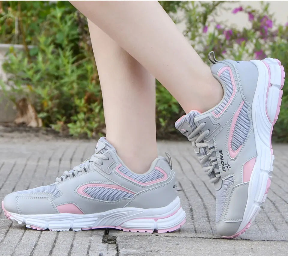 BONA  New Designers Running Shoes Breathable Outdoor Sports Shoes Women Lightweight Sneakers Ladies Comfort Athletic Shoes
