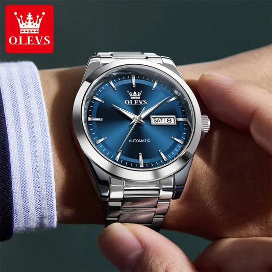 Orologi OLEVS Uomo 7090 Orologio meccanico automatico originale di lusso, impermeabile, con quadrante grande, data e giorno della settimana, regali per uomo, nuovo
