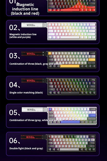 Teclado mecánico personalizado AULA WIN60 HE con conexión por cable, eje magnético RT, para e-sports y juegos, tasa de sondeo de 8K