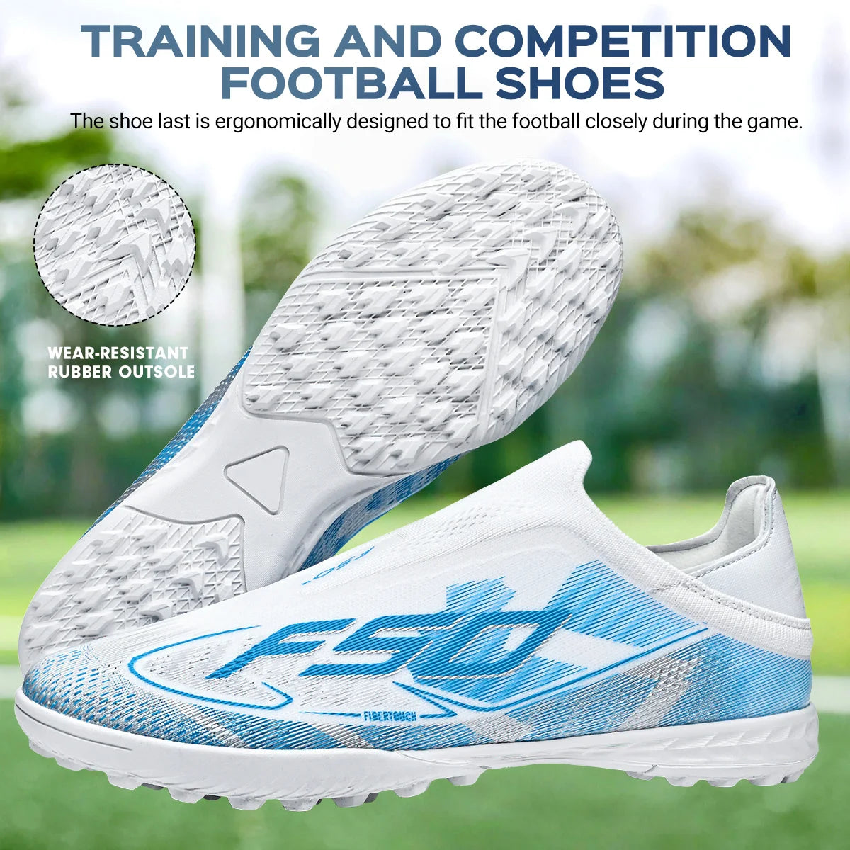 Professional Training TF Soccer Shoes for Men Women Kids PU+Fabric Breathable Wear-Resistant Rubber Sole
