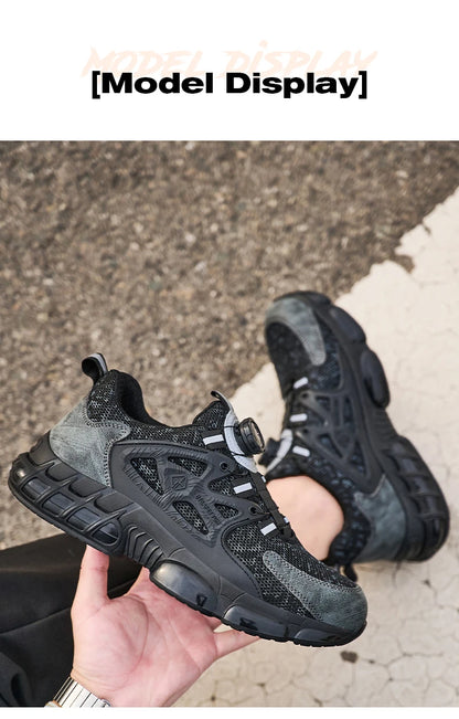 Size 47 48 Work Safety Shoes Men Reflective Design Steel Toe Shoes Rotation Button Work Sneakers Protective Safety Boots