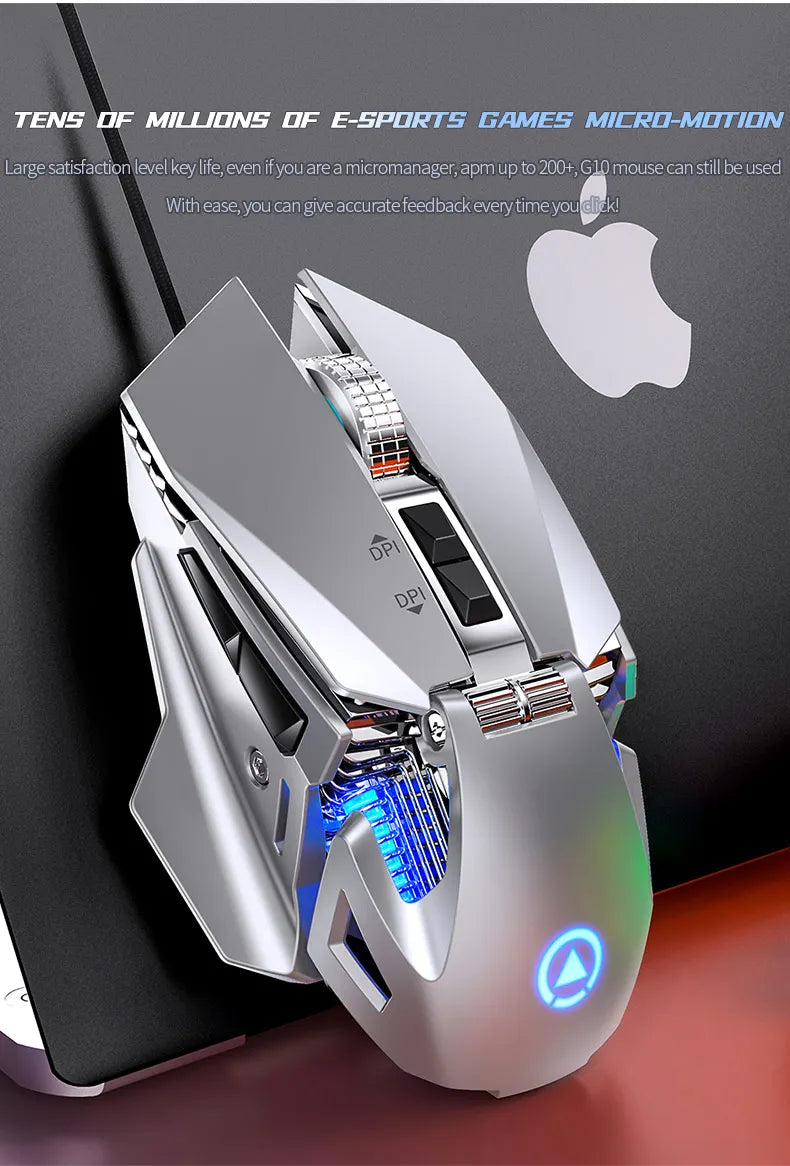 Wired RGB Backlit Esports Gaming Mouse 200-7200 DPI Adjustable, USB Wired for PC Laptop FPS Games