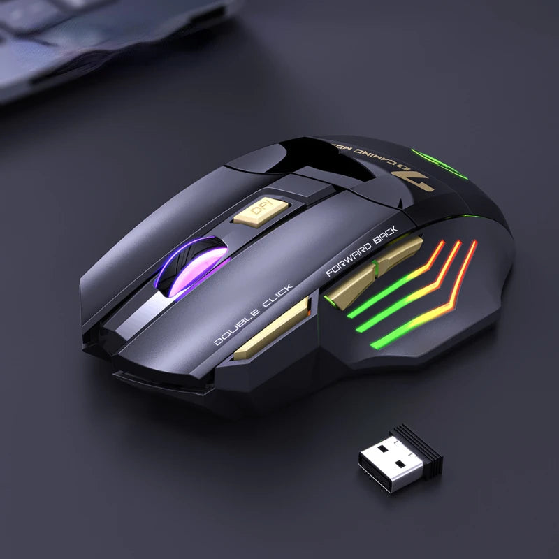 GW 2.4G and Bluetooth Wireless Mouse Silent Rechargeable Breathing Light 7 Keys DPI Adjustable Optical Sensor Mouse Game Office