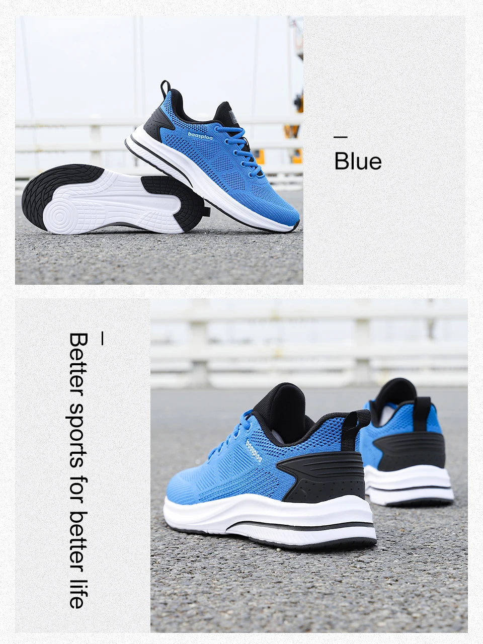 Baasploa Men Running Shoes Brand Male Designer Mesh Casual Sneakers Lightweight Lace-Up New Male Outdoor Sports Tennis Shoe