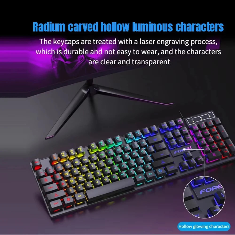 104 Keys USB Wired Keyboard RGB Mechanical Gaming Keyboard Ergonomic Esports Keyboard Computer Accessory for Laptop Macbook