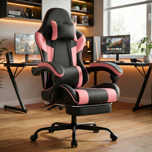 Gaming Chair Ergonomic Gaming Chair with Lumbar Support, Breathable Pu Leather Office Chair,Comfortable Computer Chair