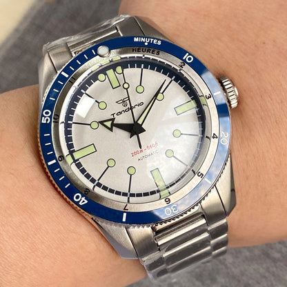 200M Water Resistant Mechanical Wristwatch Miyota 8215 Domed Sapphire Glass 120 clicks Bezel Steel Band Luminous Marks