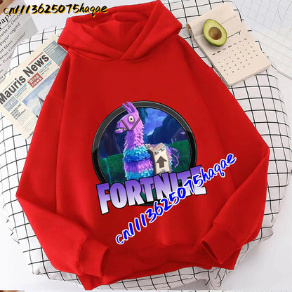 Детски суитшърт с качулка FORTNITED с дълъг ръкав за момичета и момчета, streetwear стил, аниме мода, горнище за деца и бебета, подарък
