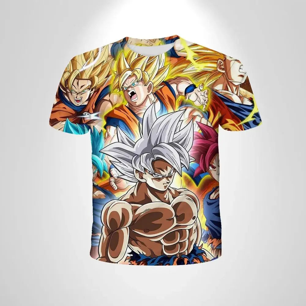 Dragon Ball 3D-nyomtatott póló gyermekruházathoz, felnőtt nyári rövid ujjú anime póló, alkalmi és divatos