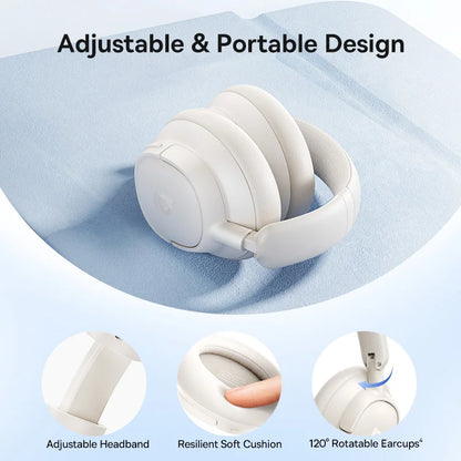 Baseus Bass EH10 NC Wireless Headphones Bluetooth 6.0 Noise Canceling 45dB Over Ear HeadsetSpatial Audio Earphone 80H Time