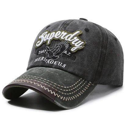 Unisex Sporty Cotton Washed Baseball Cap - Stylish ORIGINAL THE BLACK Letter Embroidery, Casual Sunshade for Outdoor Sports