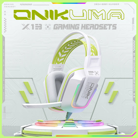 ONIKUMA X13 sur l'oreille casque de jeu filaire suppression écouteurs rose oreilles de chat lumière Rgb avec micro pour PC PS4