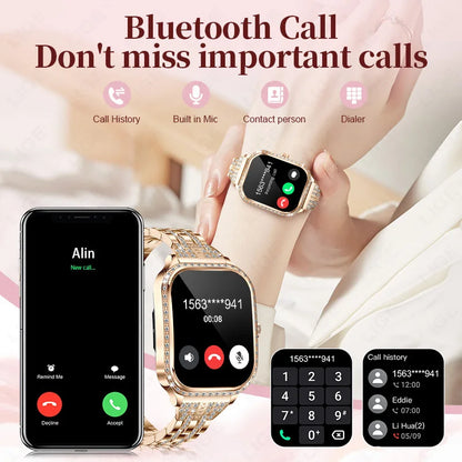 LIGE New Luxury Smart Watch Heart Rate Monitor Fashion Ladies Bracelet 2024 Bluetooth Call Smartwatch Womoen For Android IOS