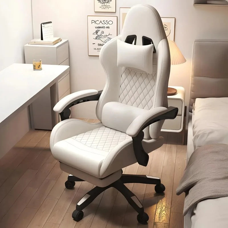 Sedia gaming Hestora in pelle PU, grande e alta, sedia ergonomica da computer con schienale alto, poggiapiedi e supporto lombare massaggiante per adulti