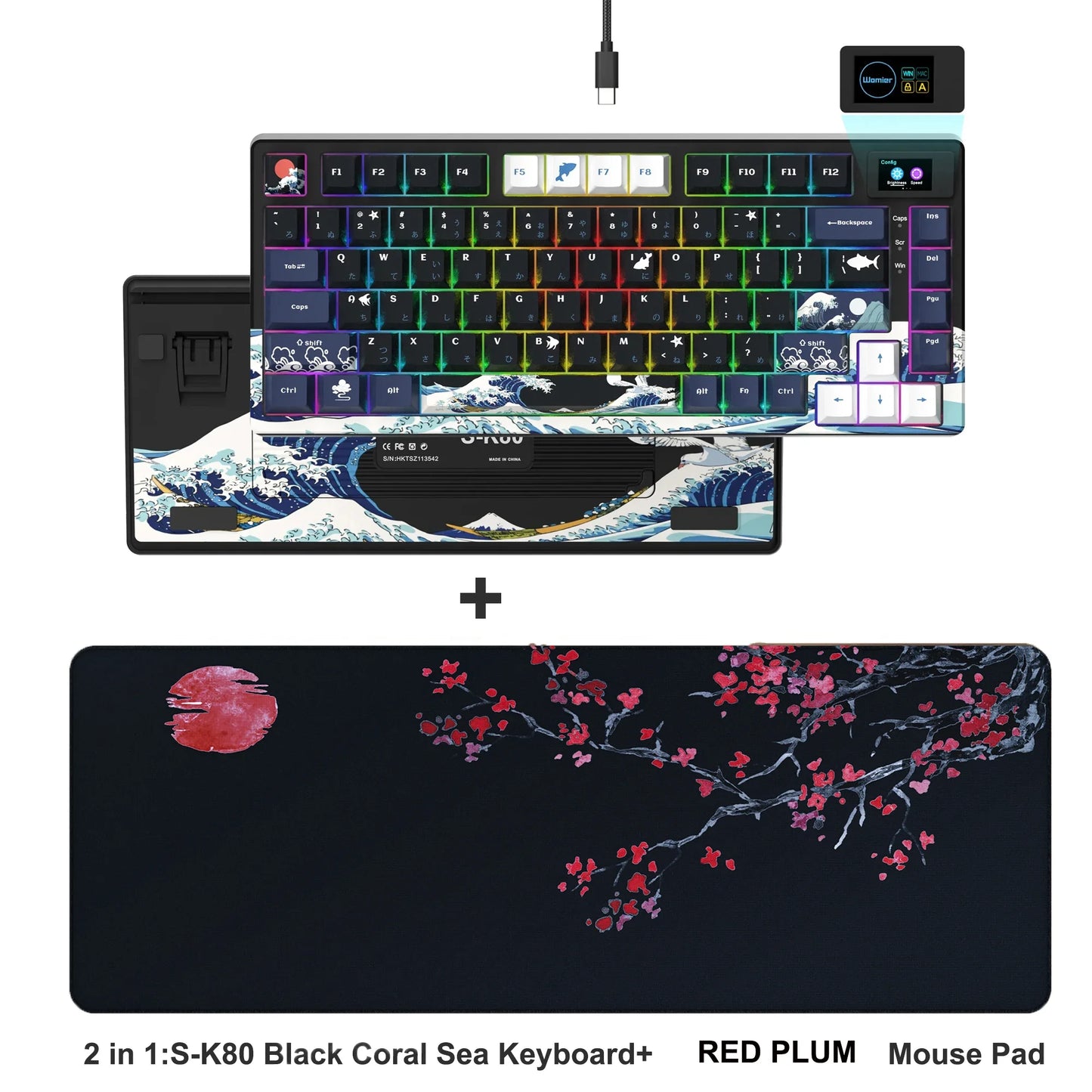 Womier S-K80 Keyboard Liquid 75% Hot Swap Keyboard with Color OLED Display Mechanical Gaming Keyboard Gasket Mount RGB for Windows