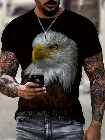 T-shirts Gráficas Fashion Eagle de Luxo — T-shirt de Verão para Homem, Tops Casuais de Manga Curta com Impressão 3D, Roupa Masculina