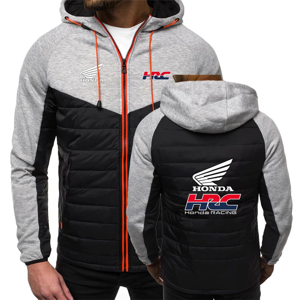 2025 Spring And Autumn Comfortable Jacket Slim Coat Men's New Seven-color Cotton-padded Honda racing Print Patchwork Hoodies