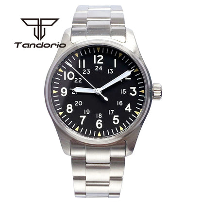 Tandorio 39mm Diving Pilot Automatic Watch for Men NH35/PT5000/Miyota8215 Movement AR Sapphire Crystal 20BAR Waterproof Luminous
